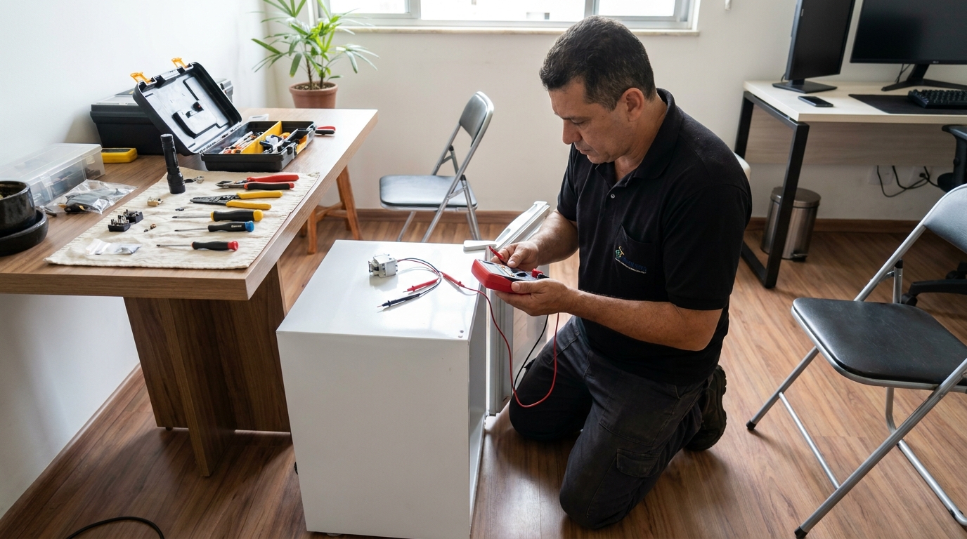 Manutenção da placa eletrônica de um frigobar em Anápolis‑GO
